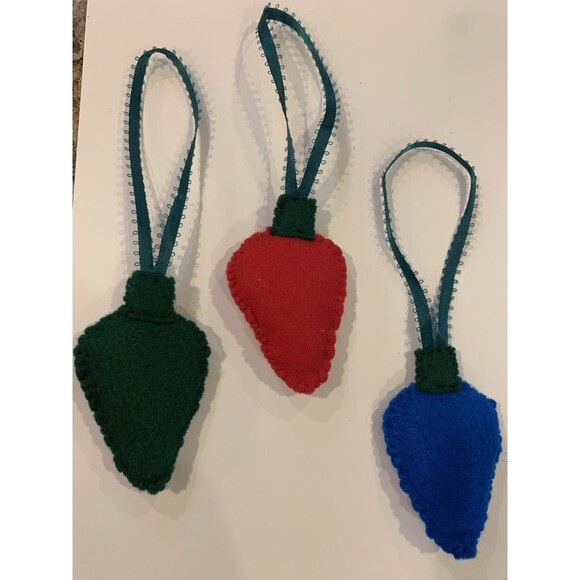 Handmade Other - Felt Christmas Light Ornaments Vintage Hand Crafted Set of 3 2"x3"